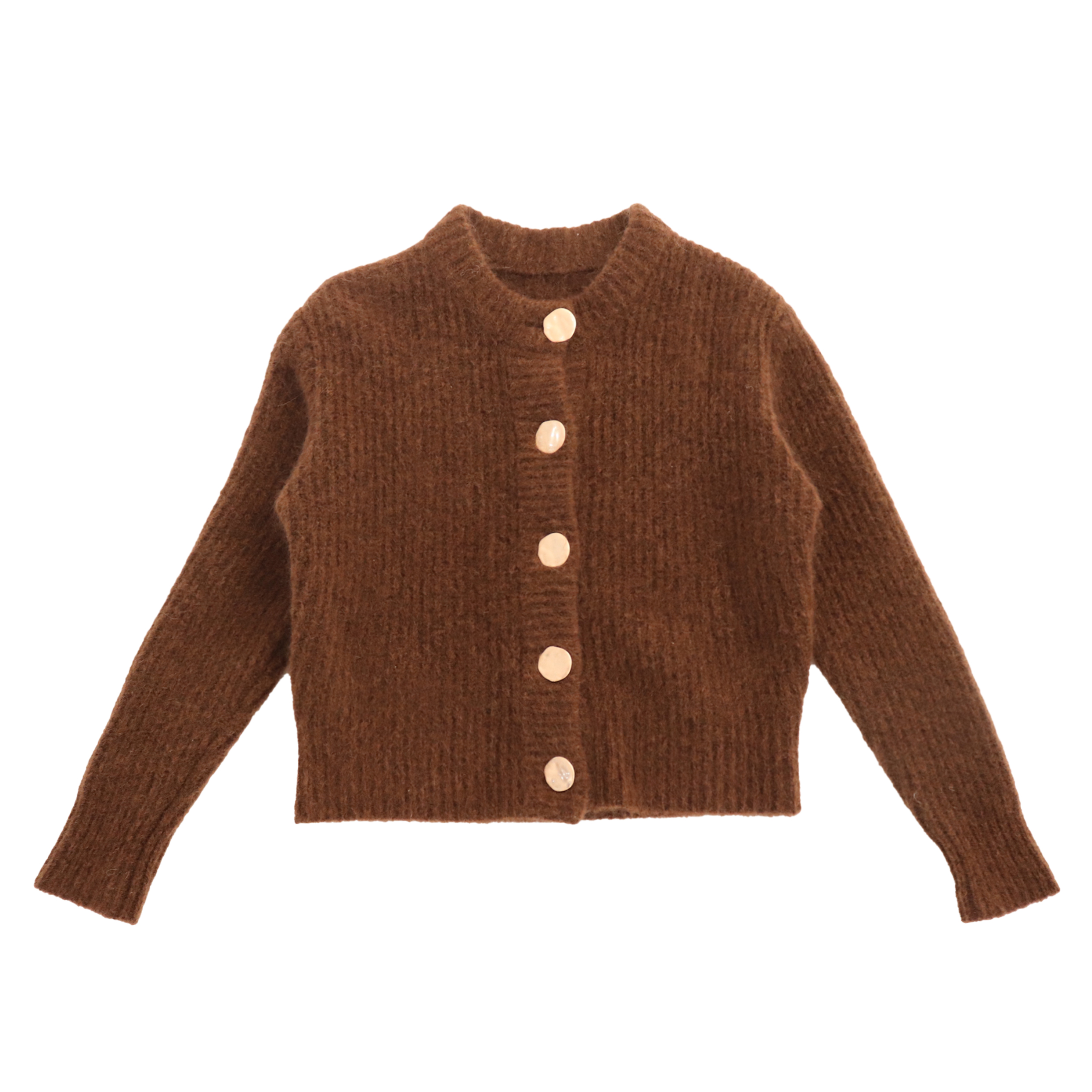 Automne Hiver OEM Solide Marron Solide Laine À Manches Longues Femmes Top Cardigan Pull En Tricot
