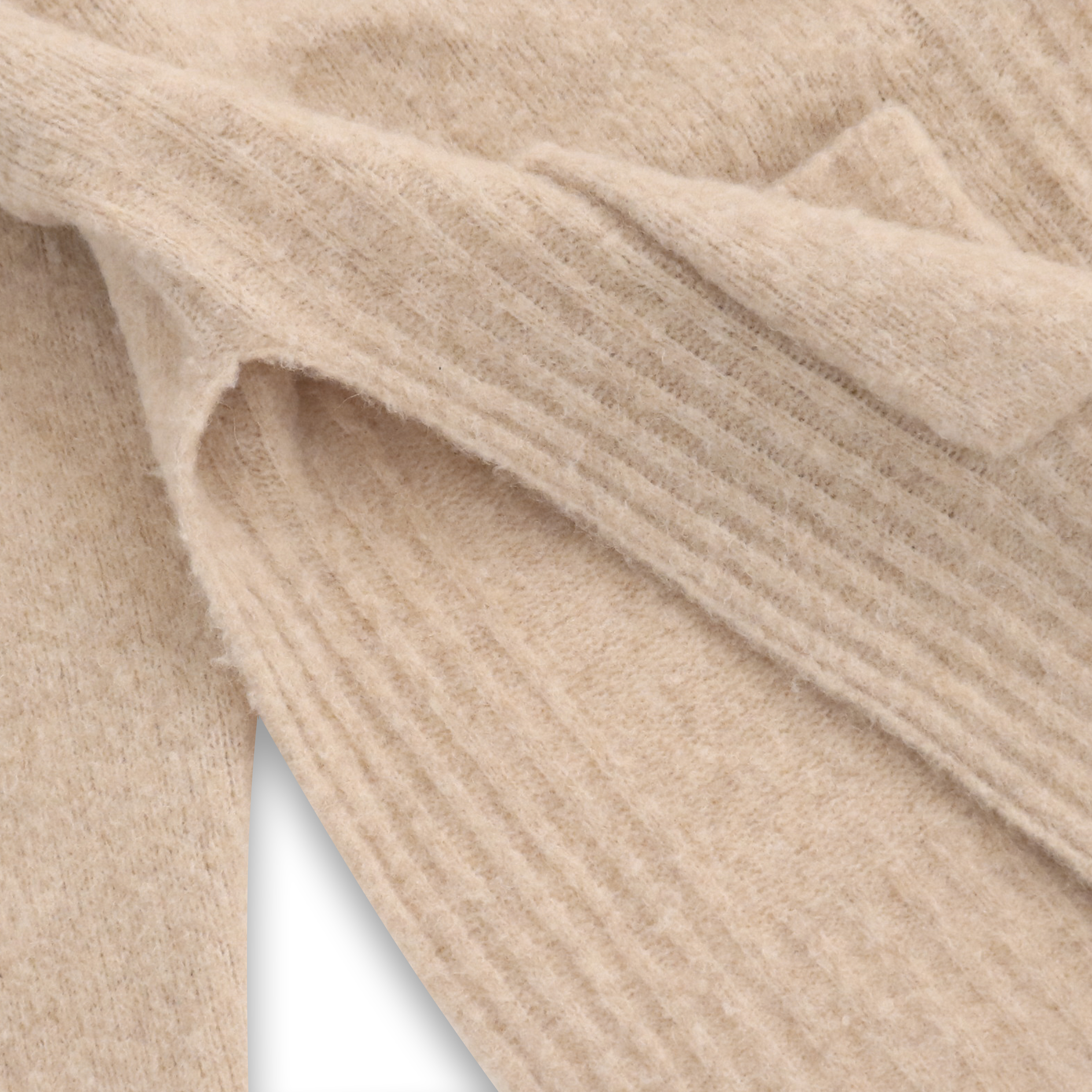 Automne Hiver Personnalisé Beige À Manches Longues Col En V Femmes Pull Pull En Tricot Avec Poche