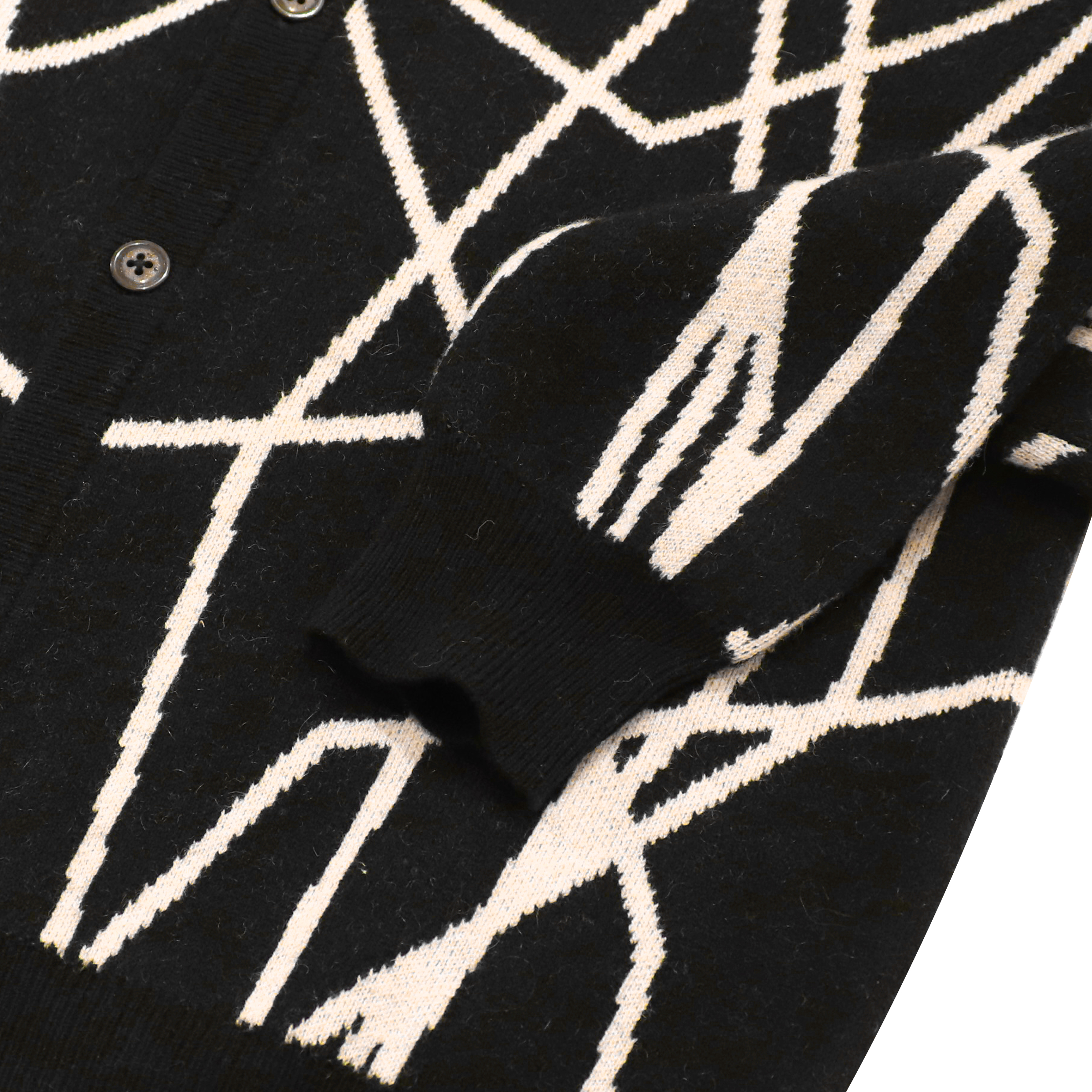 OEM Custom Black Print Long Sleeve Wool Women Ladies Knit Sweater Coat Cardigan