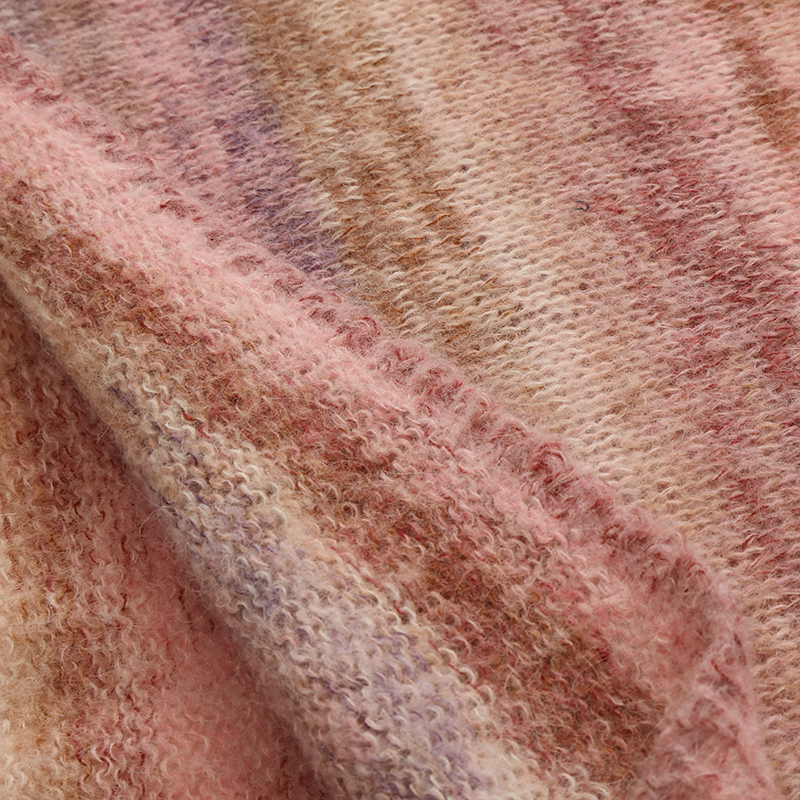 Automne Hiver Femmes Space Dye À Manches Longues Pull Rayé Robe En Tricot