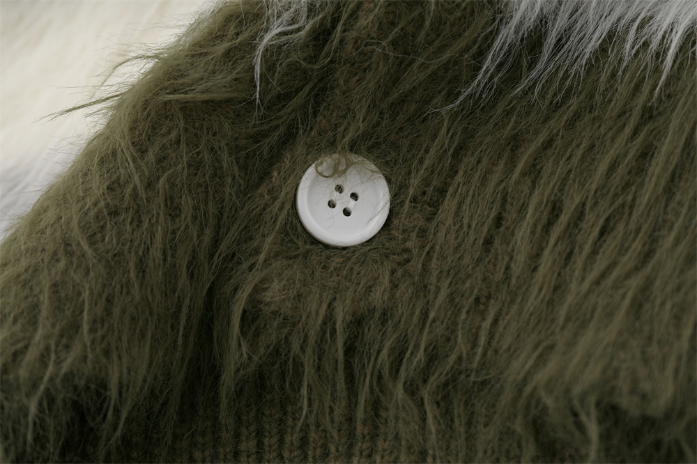 Cardigan en Mohair à manches longues pour homme, vêtement en tricot flou, personnalisé, rayé, automne et hiver