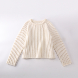 Automne hiver OEM usine personnalisé Beige à manches longues col rond femmes dames pull pull en tricot