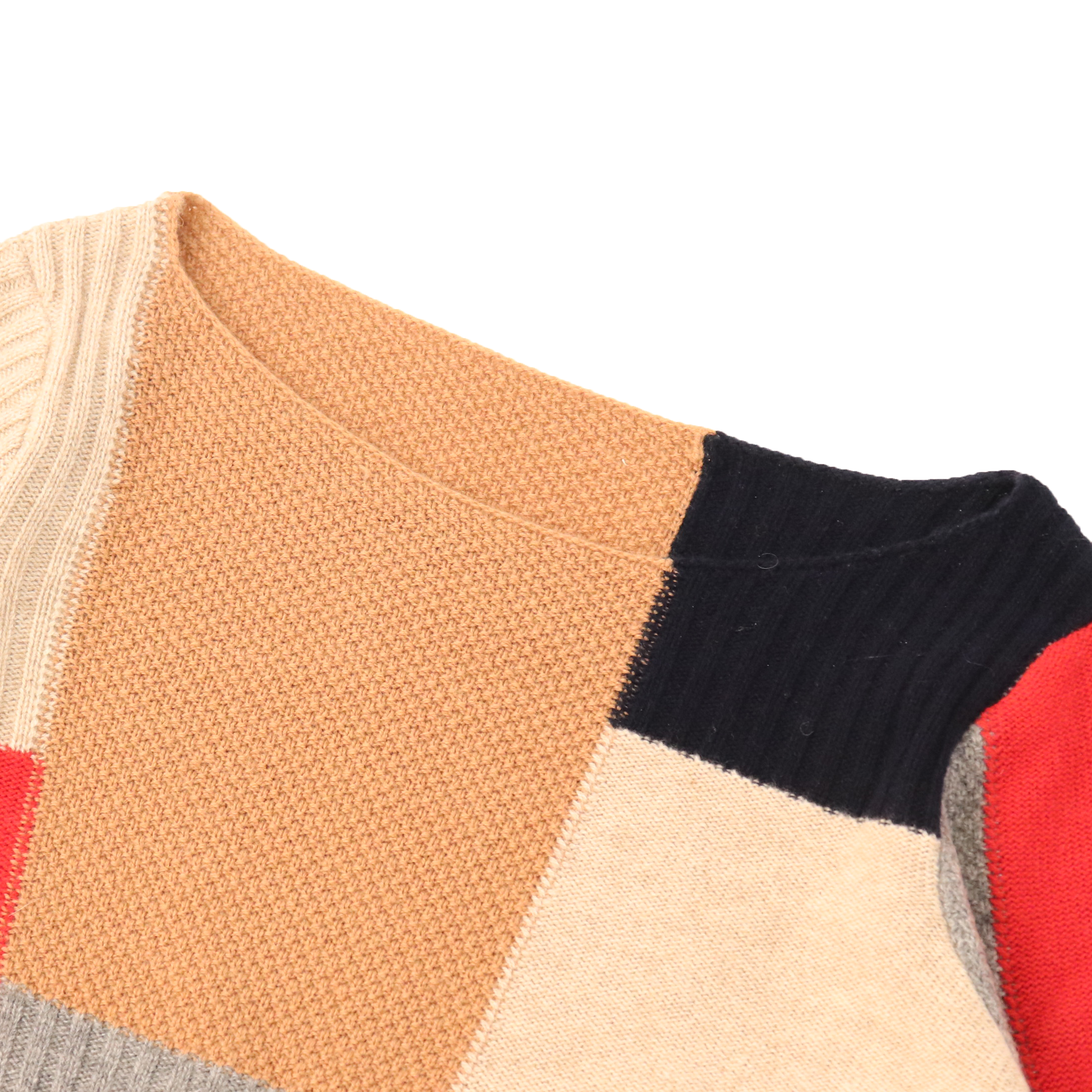 Automne hiver OEM usine personnalisée à manches longues couleurs contrastées laine femmes pull pull en tricot