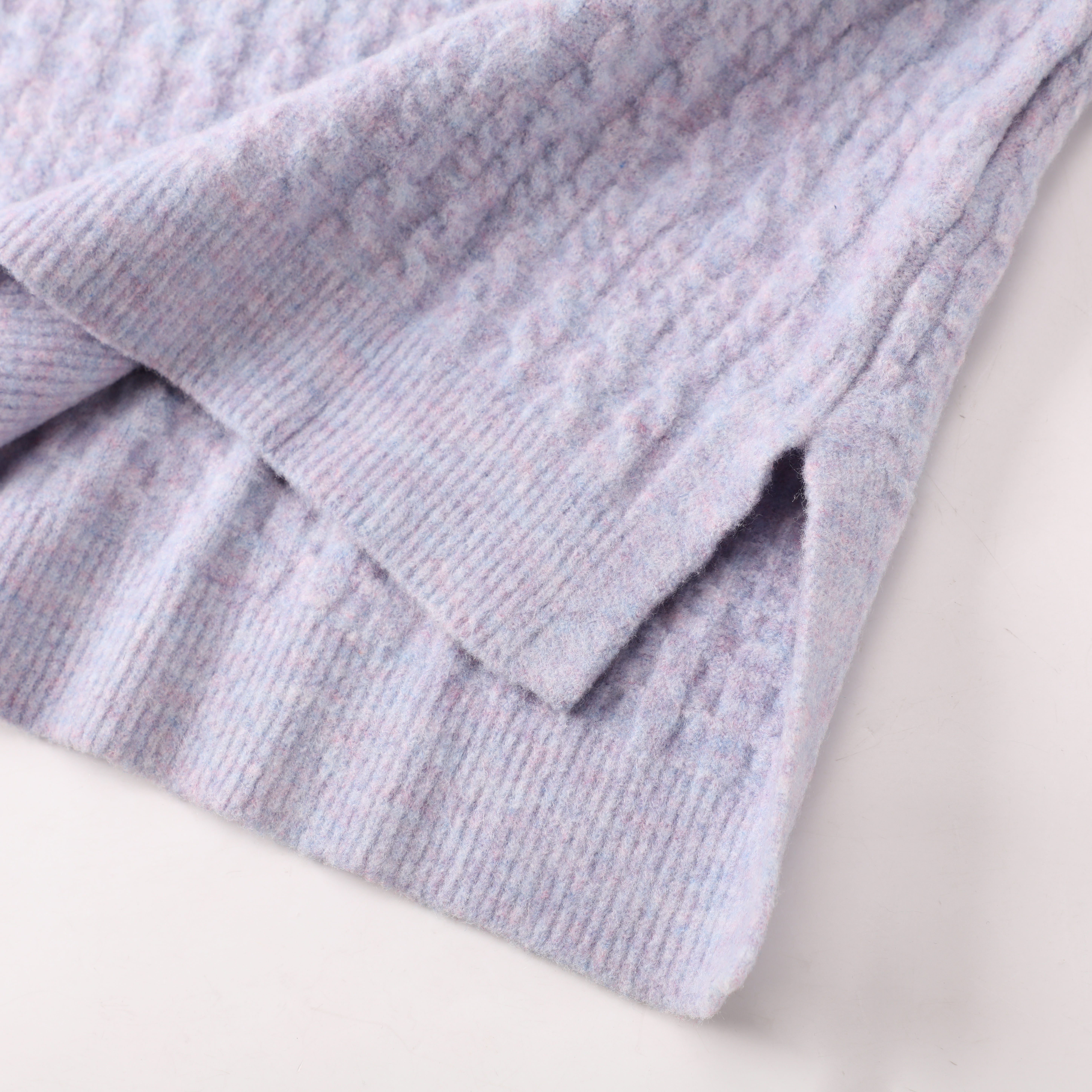 Automne hiver OEM personnalisé violet clair à manches longues chaud femmes dames pull pull en tricot